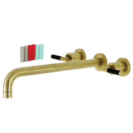 Kingston Brass KS8047CKL Wall Mount Tub Faucet, Brushed Brass KS8047CKL